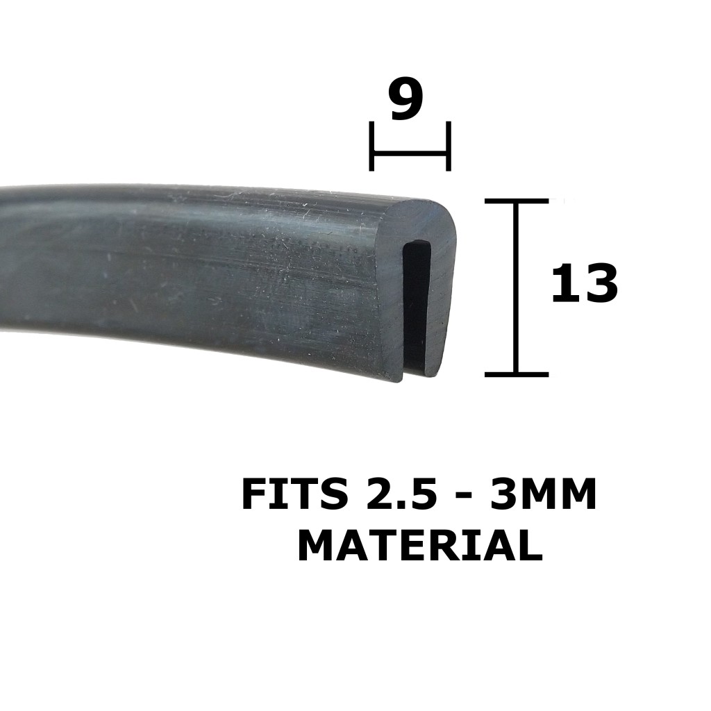 Flexible Black Rubber Trim Seal Fits 2.5-3mm