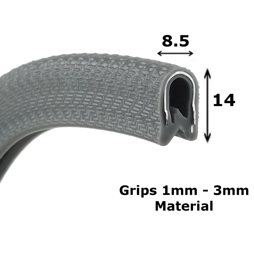 Flexible Dark Grey PVC Rubber Edge Trim for 1-3mm