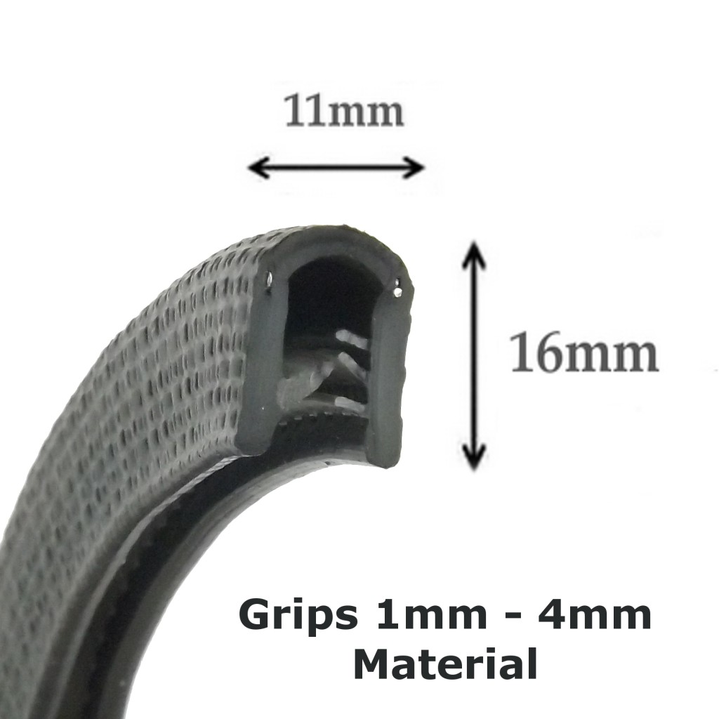 U-Shape PVC Rubber Edge Trim Fits 1-4mm