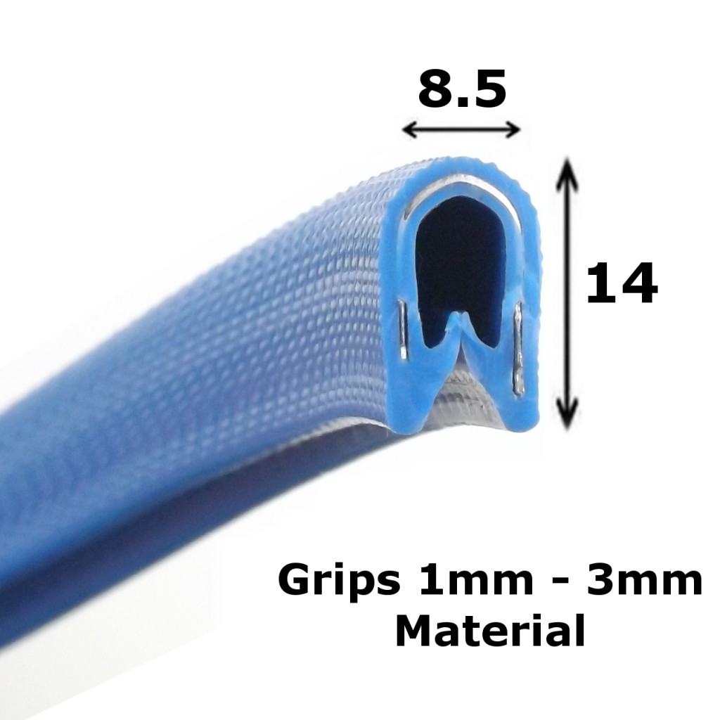 Flexible Light Blue PVC Rubber Edge Trim for 1-3mm