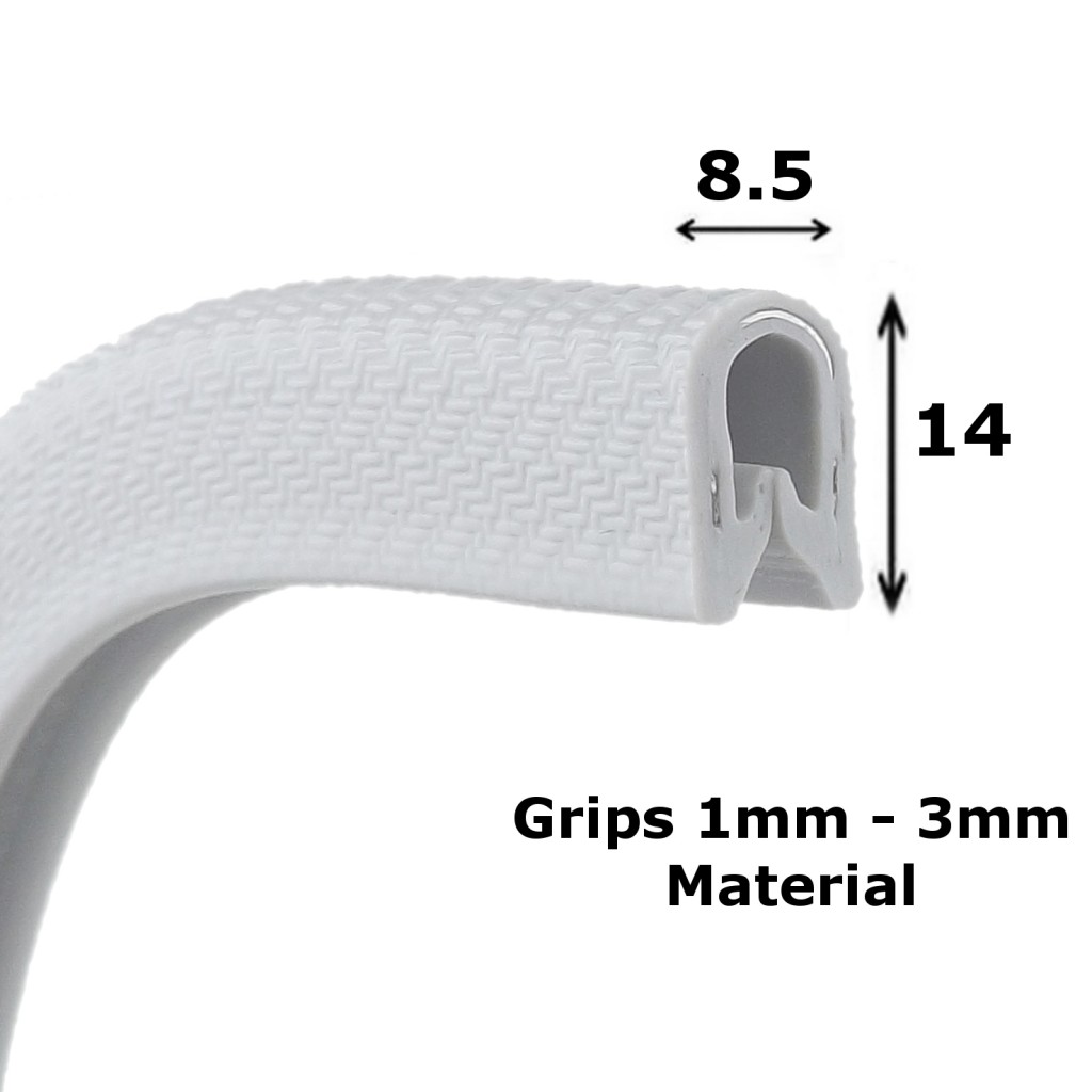 Flexible Light Grey PVC Rubber Edge Trim for 1-3mm
