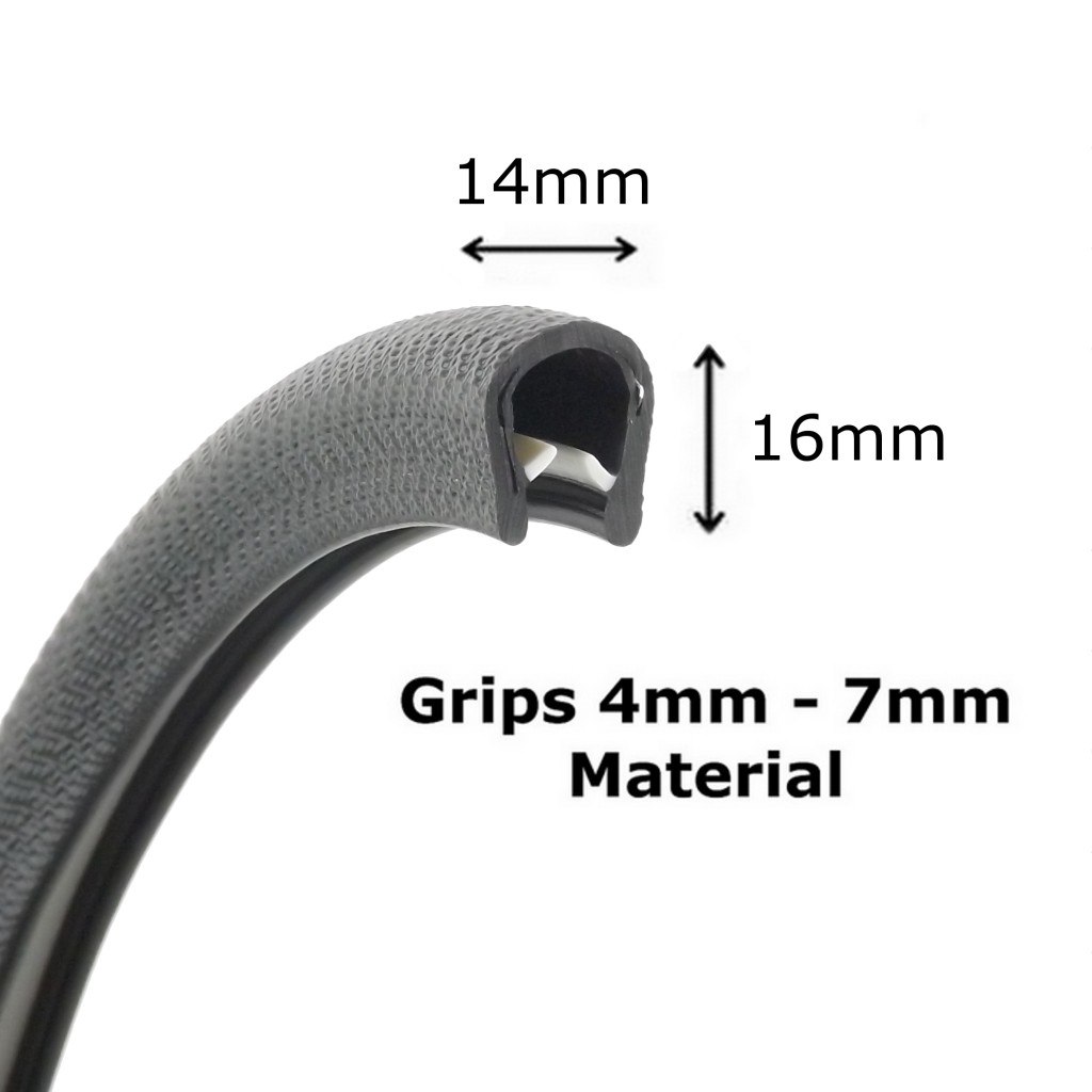 Black Flexible Edge Trim For 4-7mm