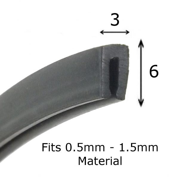 Small Rubber U Channel Trim Fits 0.5-1.0mm