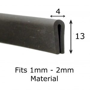 Rubber U Shape Trim Strip Fits 1-2mm