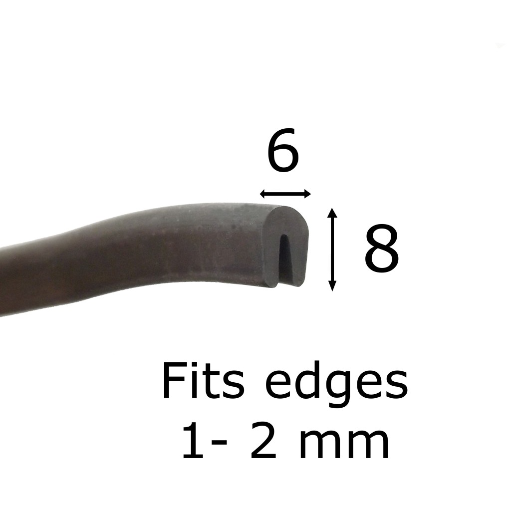 Small Rubber U-Trim Fits 1-2mm