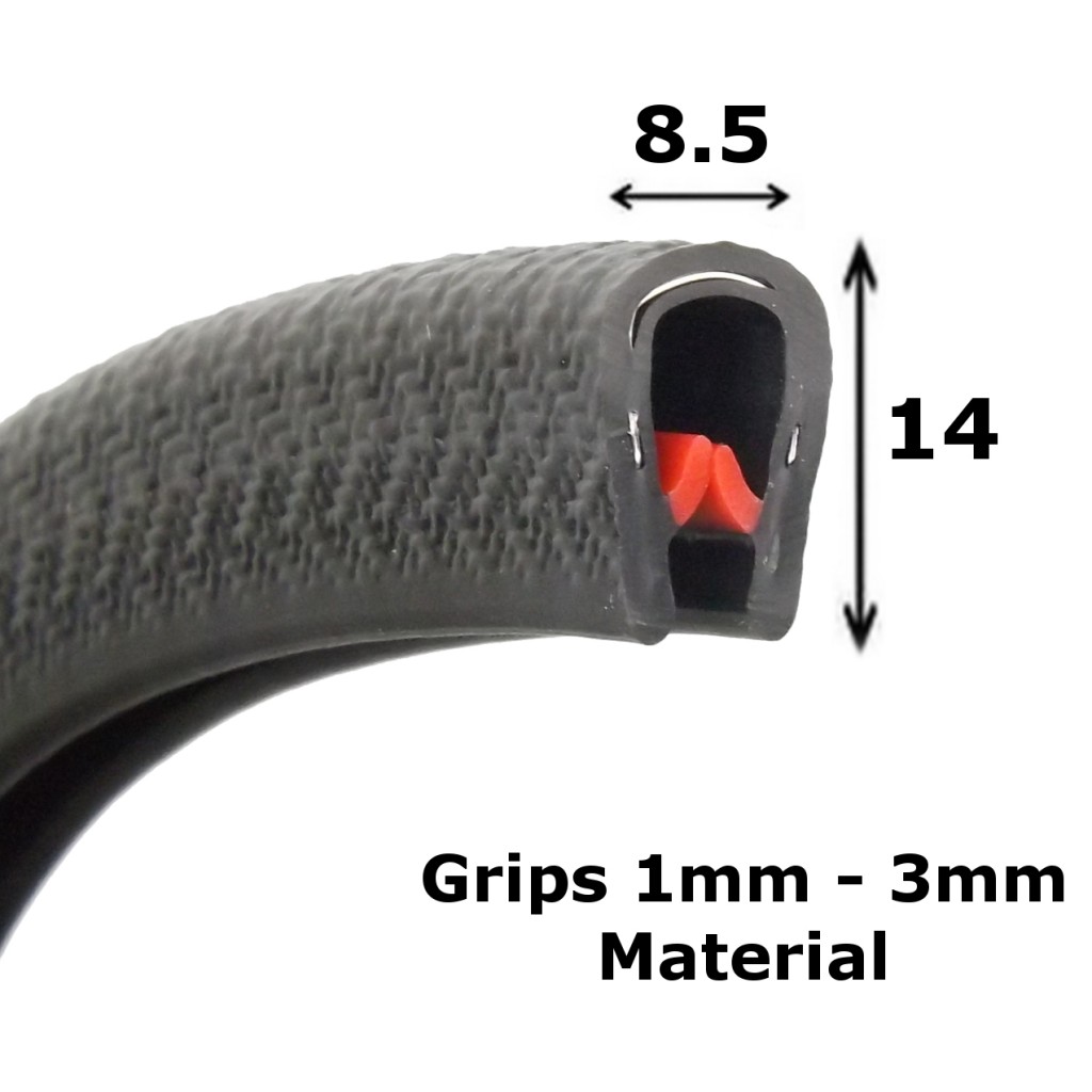 Flexible Black PVC Rubber Edge Trim for 1-3mm
