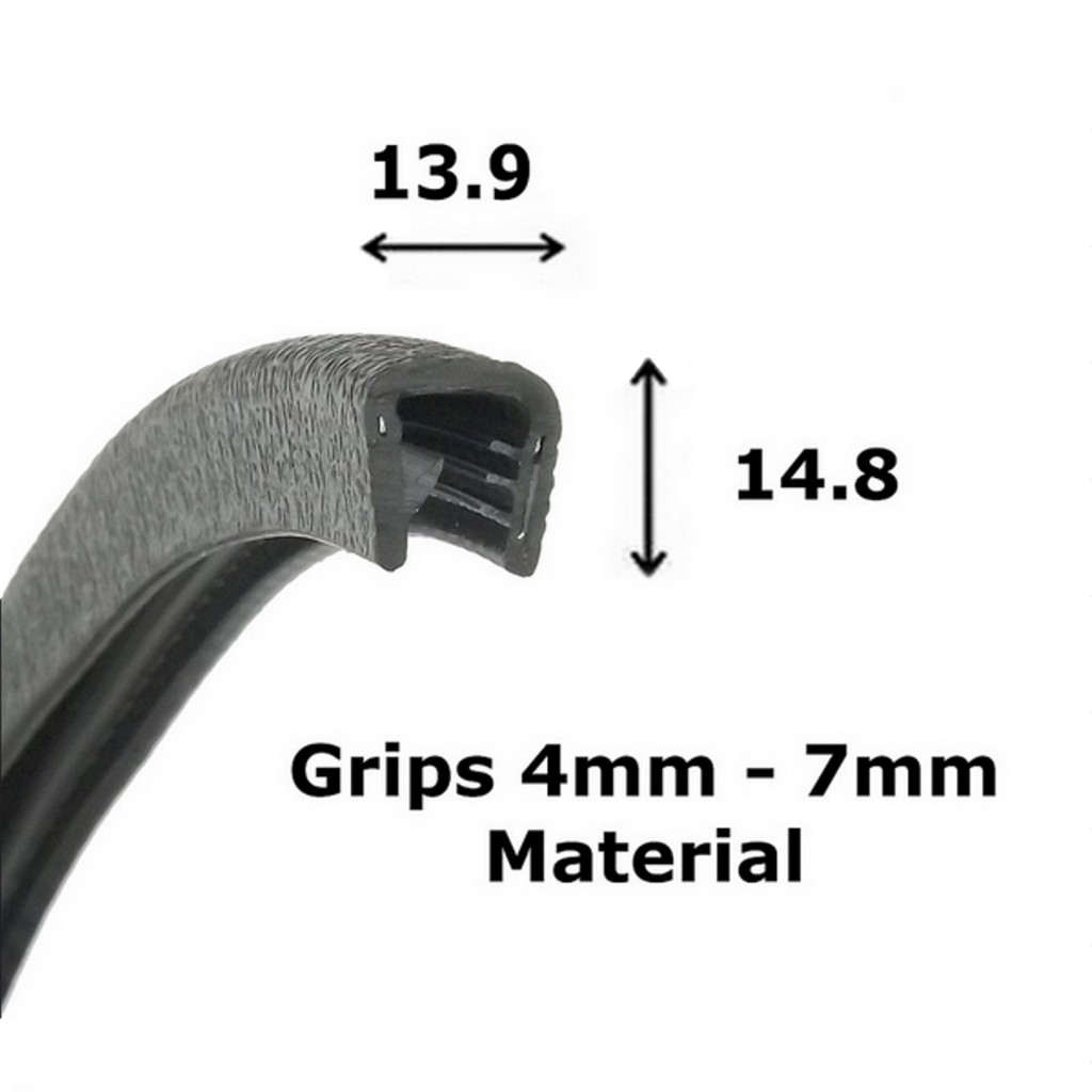 Black Flexible Edge Trim Fits 4-7mm