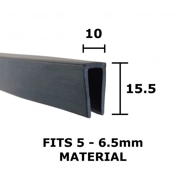 Flexible Rubber U-Channel Trim Fits 5-6.5mm