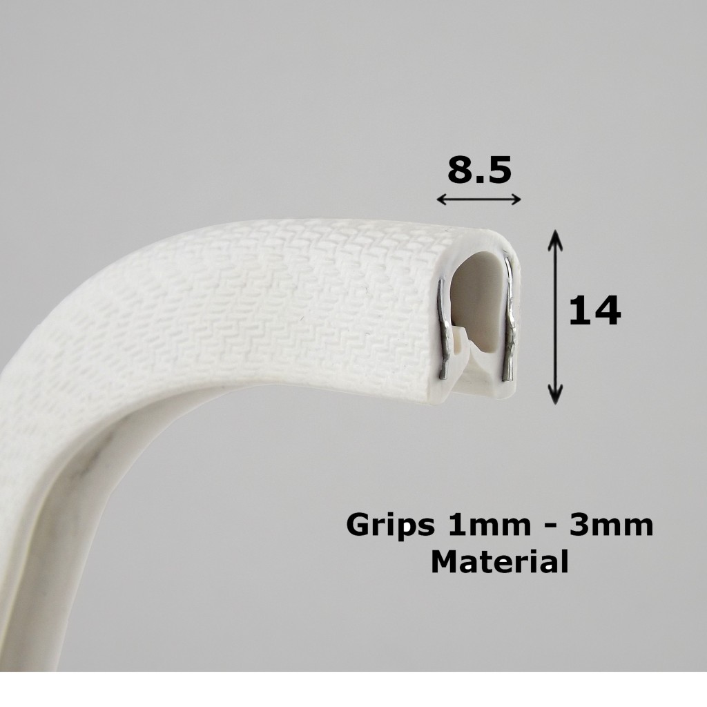 Flexible White PVC Rubber Edge Trim for 1-3mm