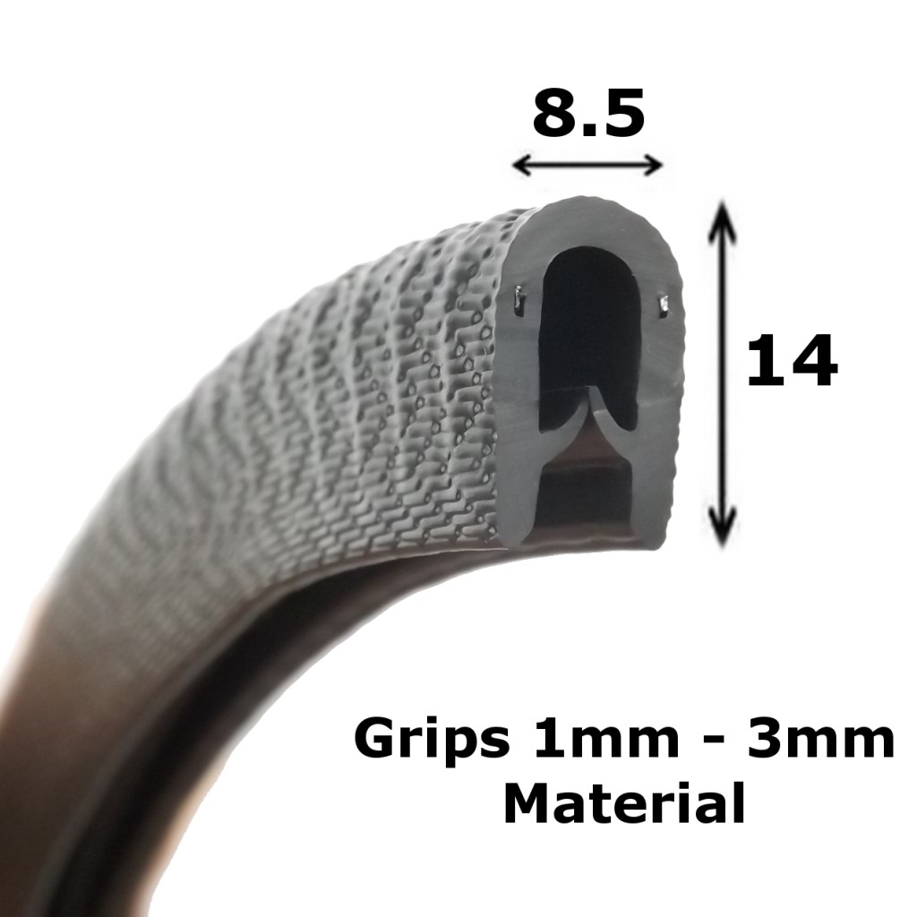 Flexible Black PVC Rubber Edge Trim for 1-3mm