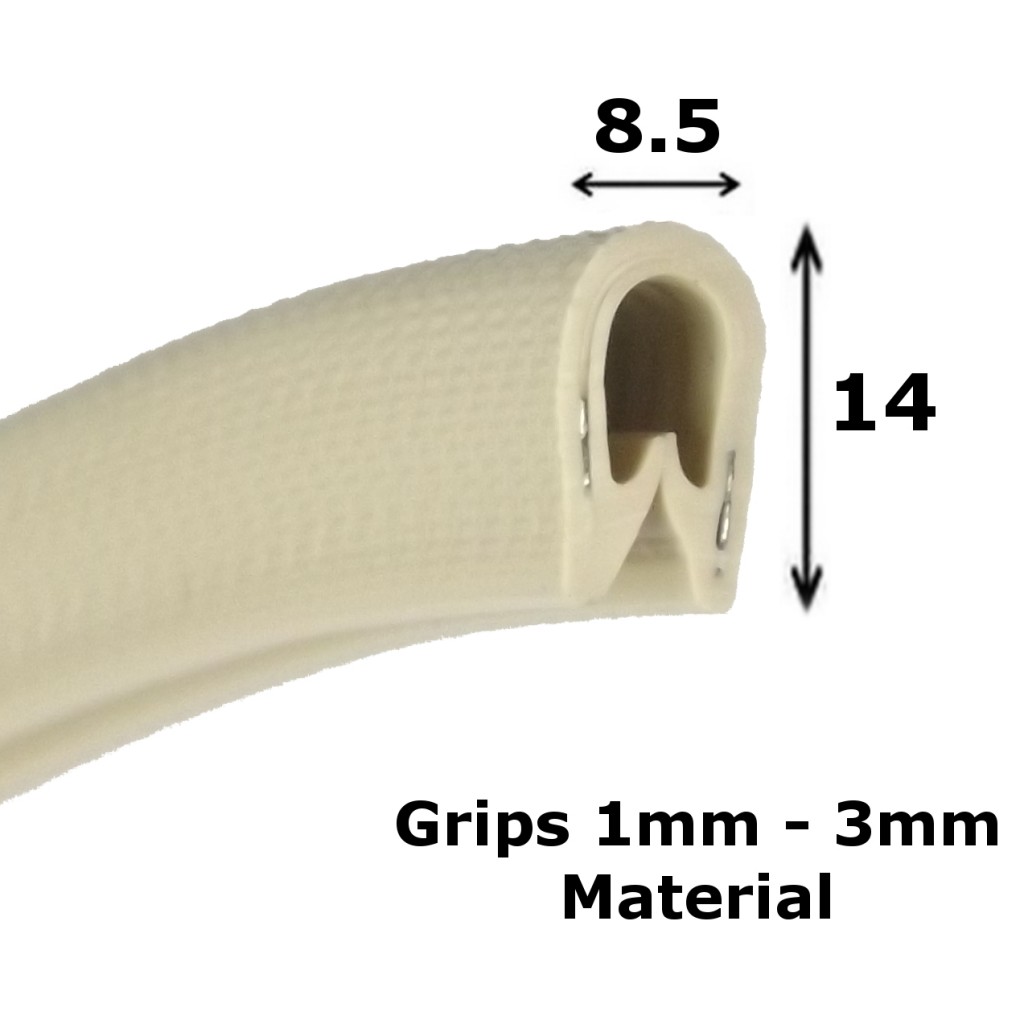 Flexible Cream Beige PVC Rubber Edge Trim for 1-3mm