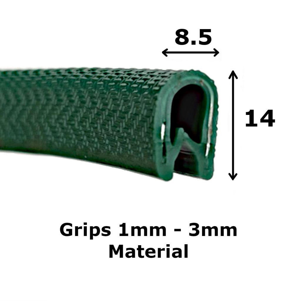 Flexible Dark Green PVC Rubber Edge Trim for 1-3mm