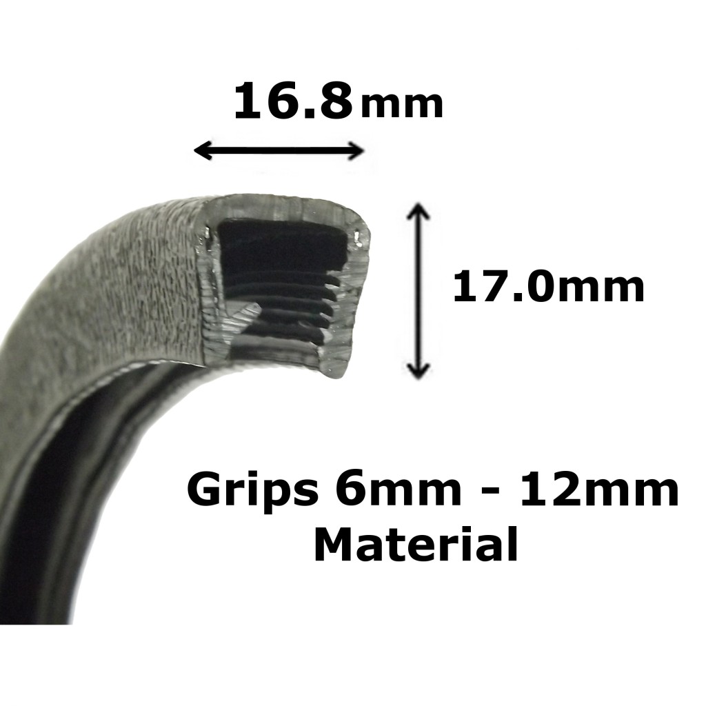 Large PVC Rubber Trim Strip Fits 6-12mm