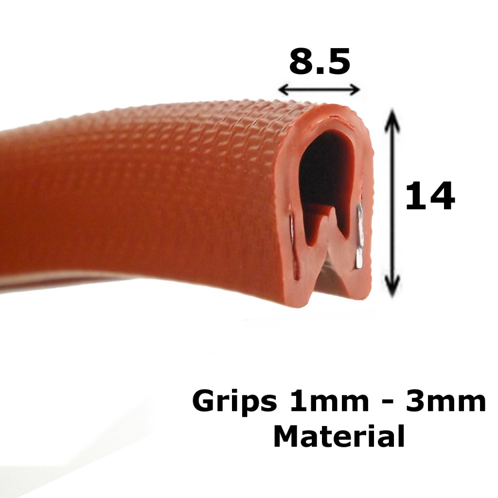 Flexible Dark Red PVC Rubber Edge Trim for 1-3mm
