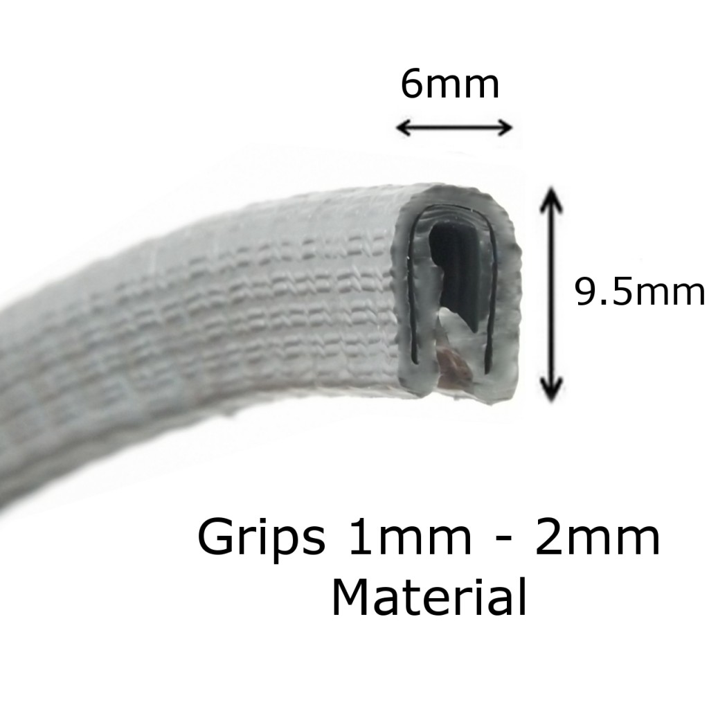 Small Silver PVC Rubber Trim Fits 1-2mm