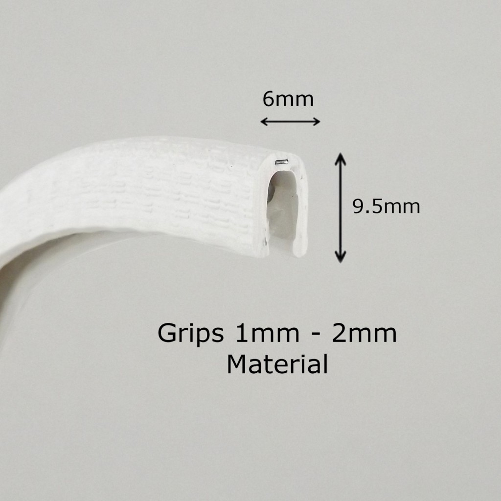 Small White PVC Rubber Trim Fits 1-2mm