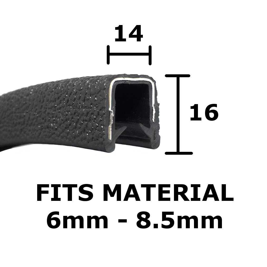 Black PVC Rubber Edge Trim Fits 6-8.5mm