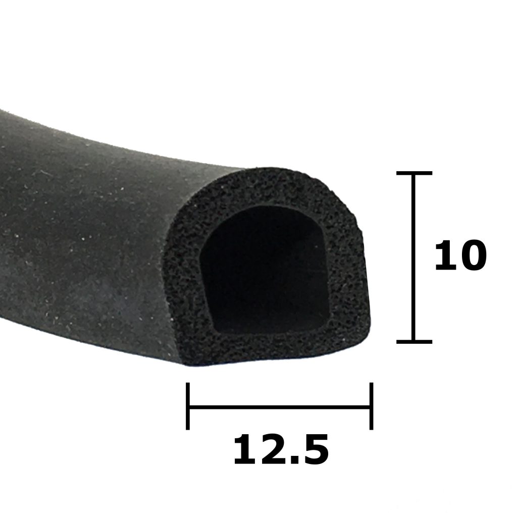 Half Round Hollow Sponge Rubber 12.5mm x 10mm