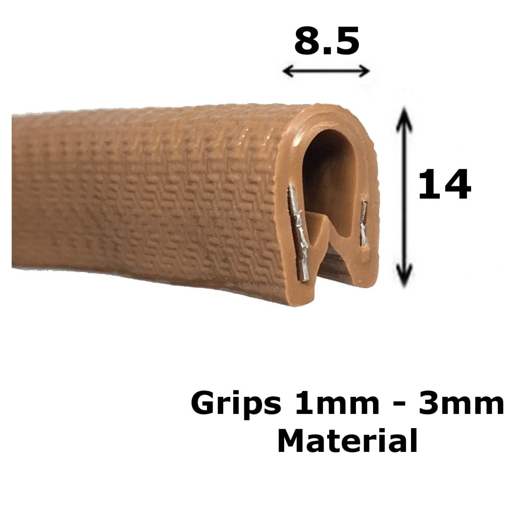 Flexible Brown PVC Rubber Edge Trim for 1-3mm