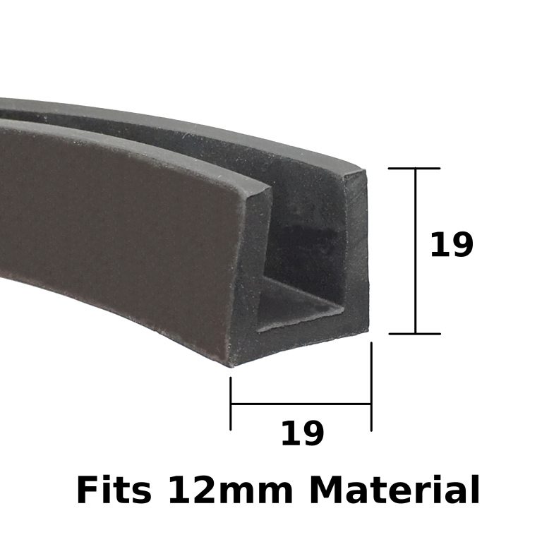 Large 12mm Rubber UChannel Trim Seal edgetrims.co.uk