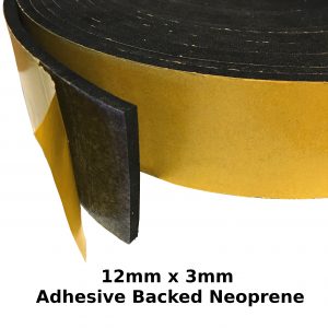 Self Adhesive Expanded Neoprene 12mm x 3mm Strip