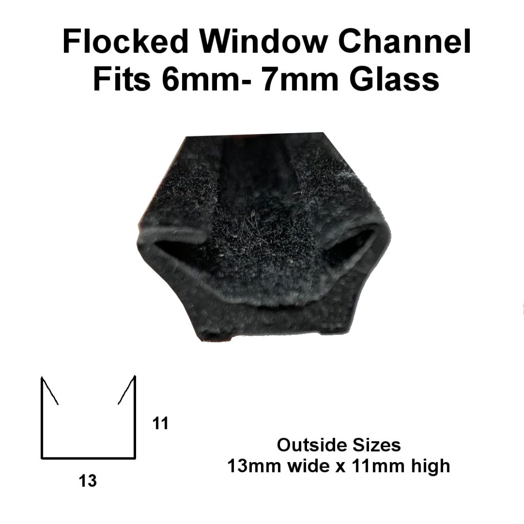 13mm Flocked Window Runner Seal Fits 6-7mm
