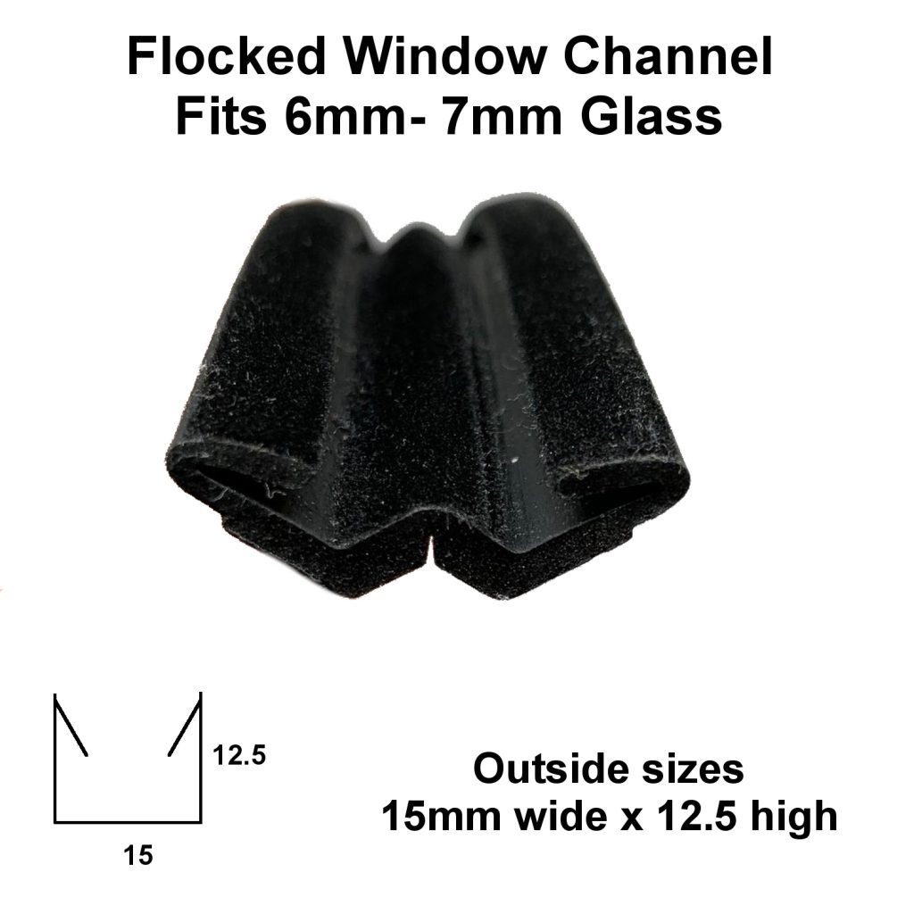 15mm Flocked Rubber Window Seal Fits 6-7mm