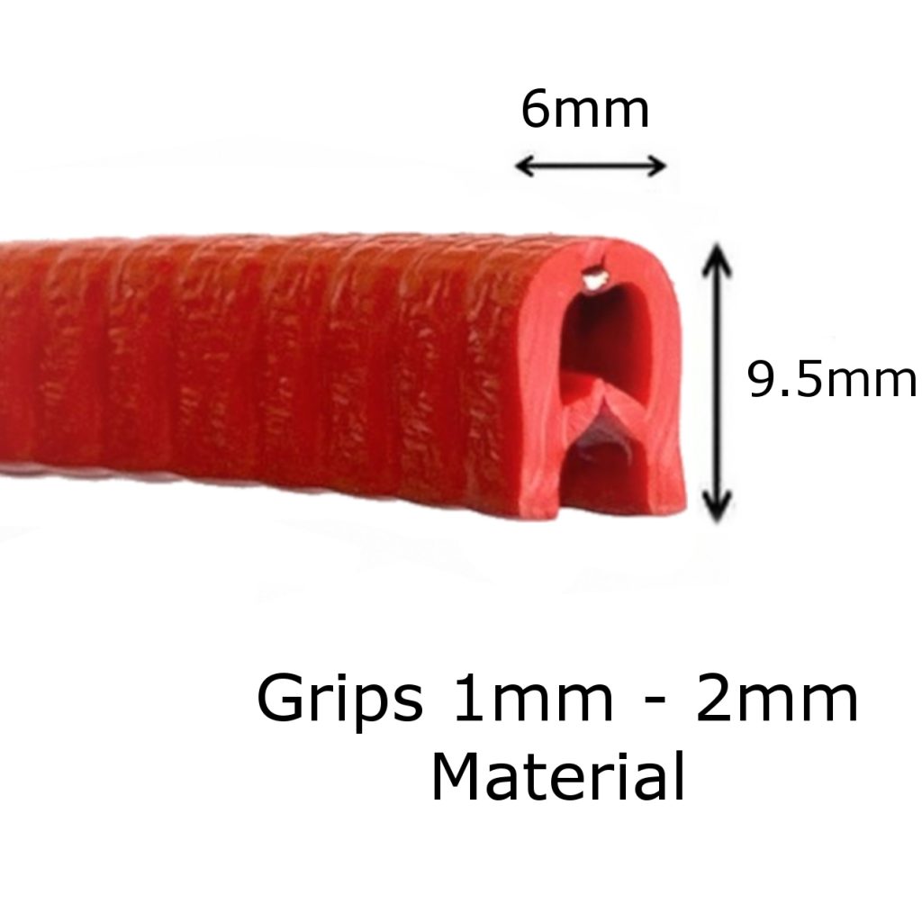 Small Red PVC Rubber Trim Fits 1-2mm