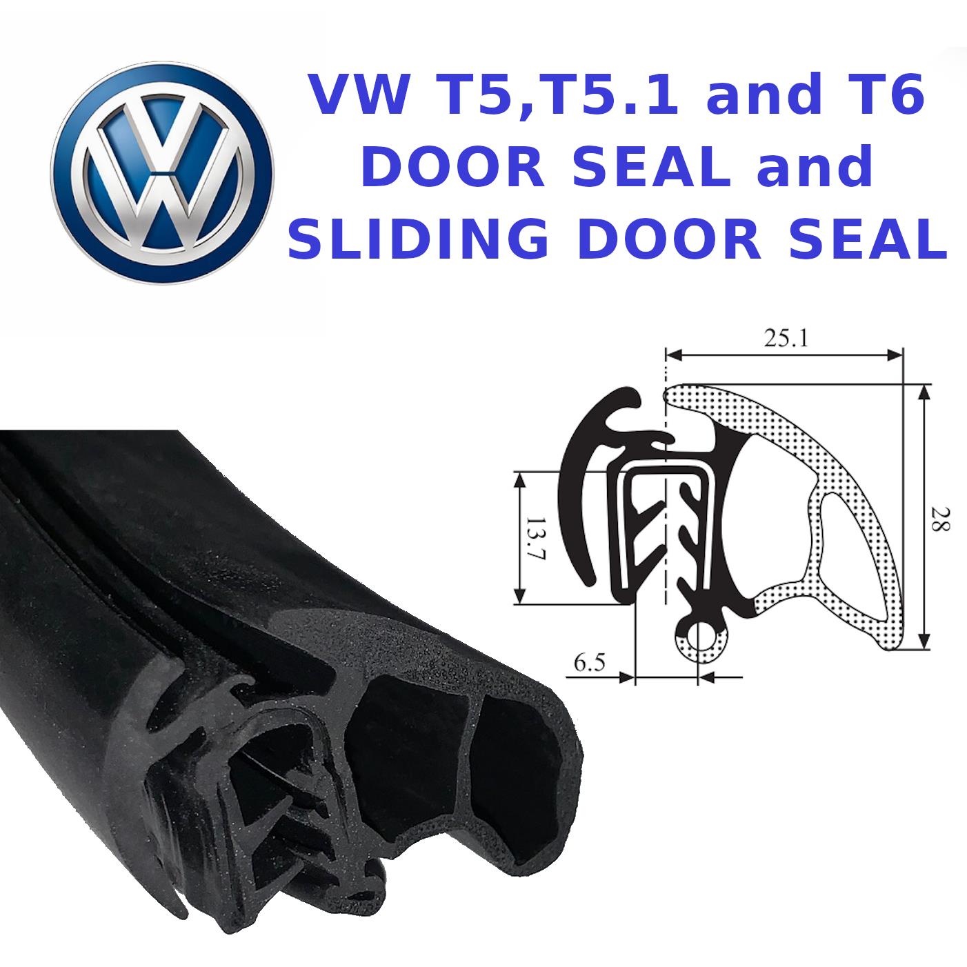 VW T5 T5.1 T6 Rubber Door Seal Front Doors 16x16mm 3m Tape OEM Spec Transporter 