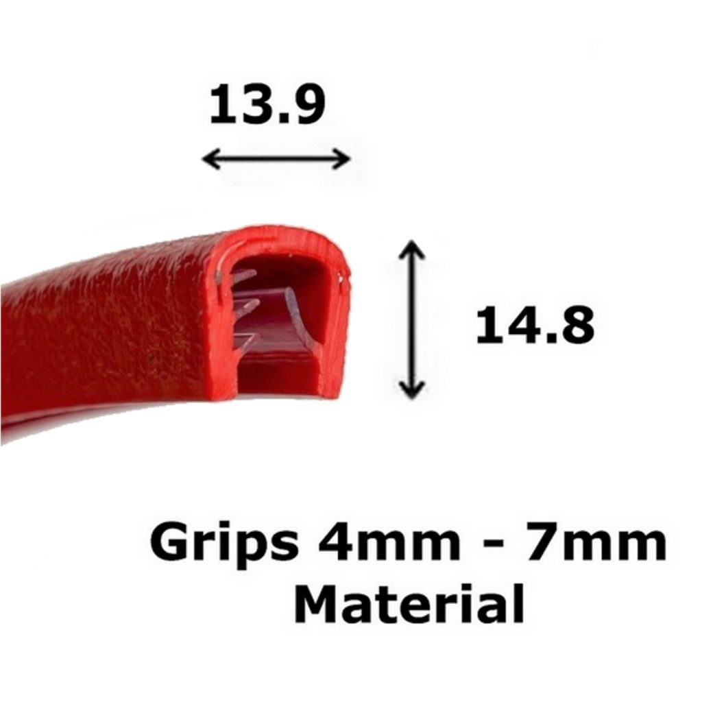 Red Flexible Edge Trim Fits 4-7mm
