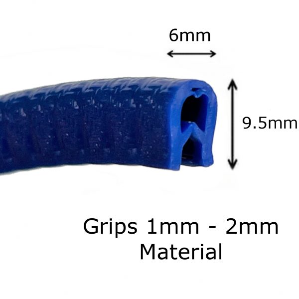 Small Blue PVC Rubber Trim Fits 1-2mm