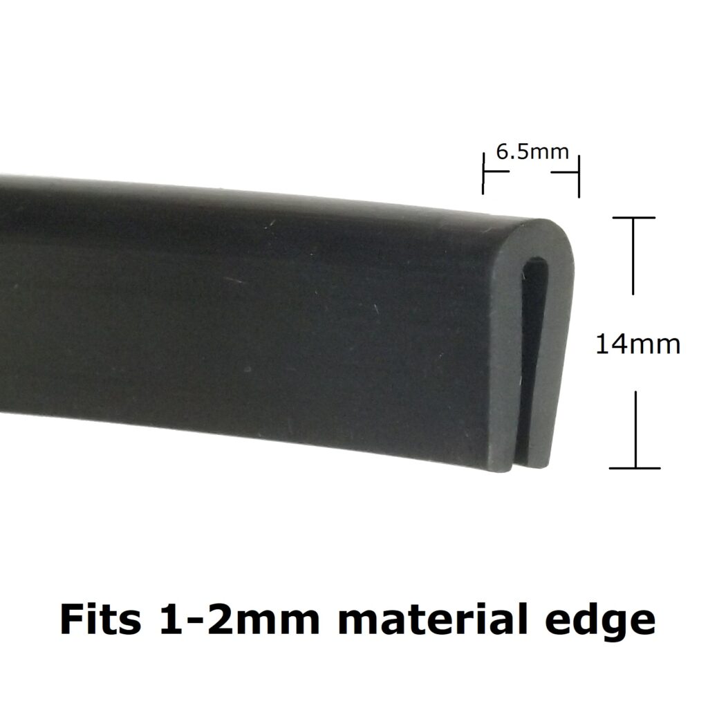 1-2mm Black PVC Rubber U-Channel Trim