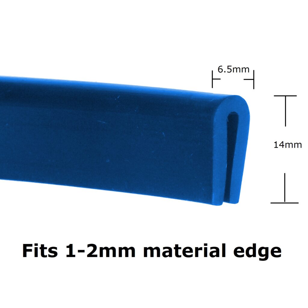 1-2mm Blue PVC Rubber U-Channel Trim