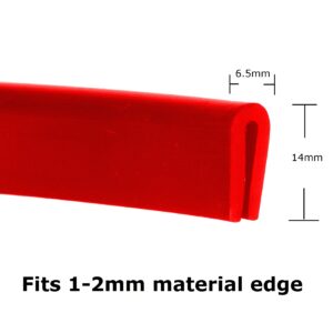 1-2mm Red PVC Rubber U-Channel Trim