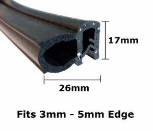 Large Rubber Door Seal Fits 3-5mm Edge