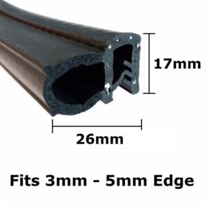 Large Rubber Door Seal Fits 3-5mm Edge