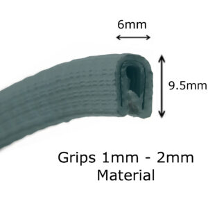 Small Dark Grey PVC Rubber Trim Fits 1-2mm