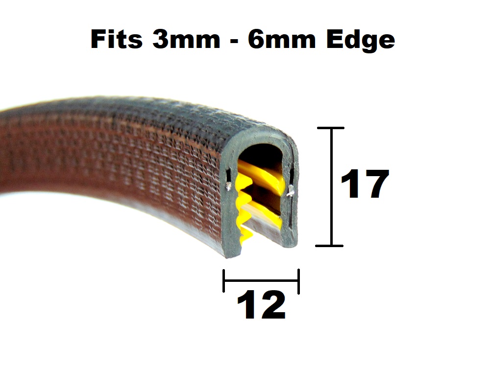 Rubber Knock On Edge Trim Fits 3-6mm