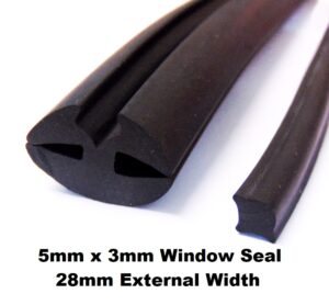 5mm x 3mm Rubber Seal for Car Windscreens and Windows