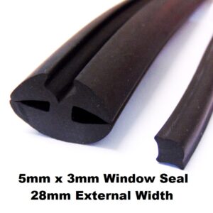 5mm x 3mm Rubber Seal for Car Windscreens and Windows